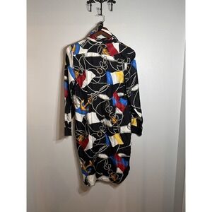 Lauren Ralph Lauren Silk Belted Dress Print‎ Flag Nautical 4p With Belt .